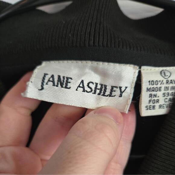 Vtg Jane Ashley Zip Up Jacket Floral Art Large Rayon Womens embelished colorful - Picture 2 of 8